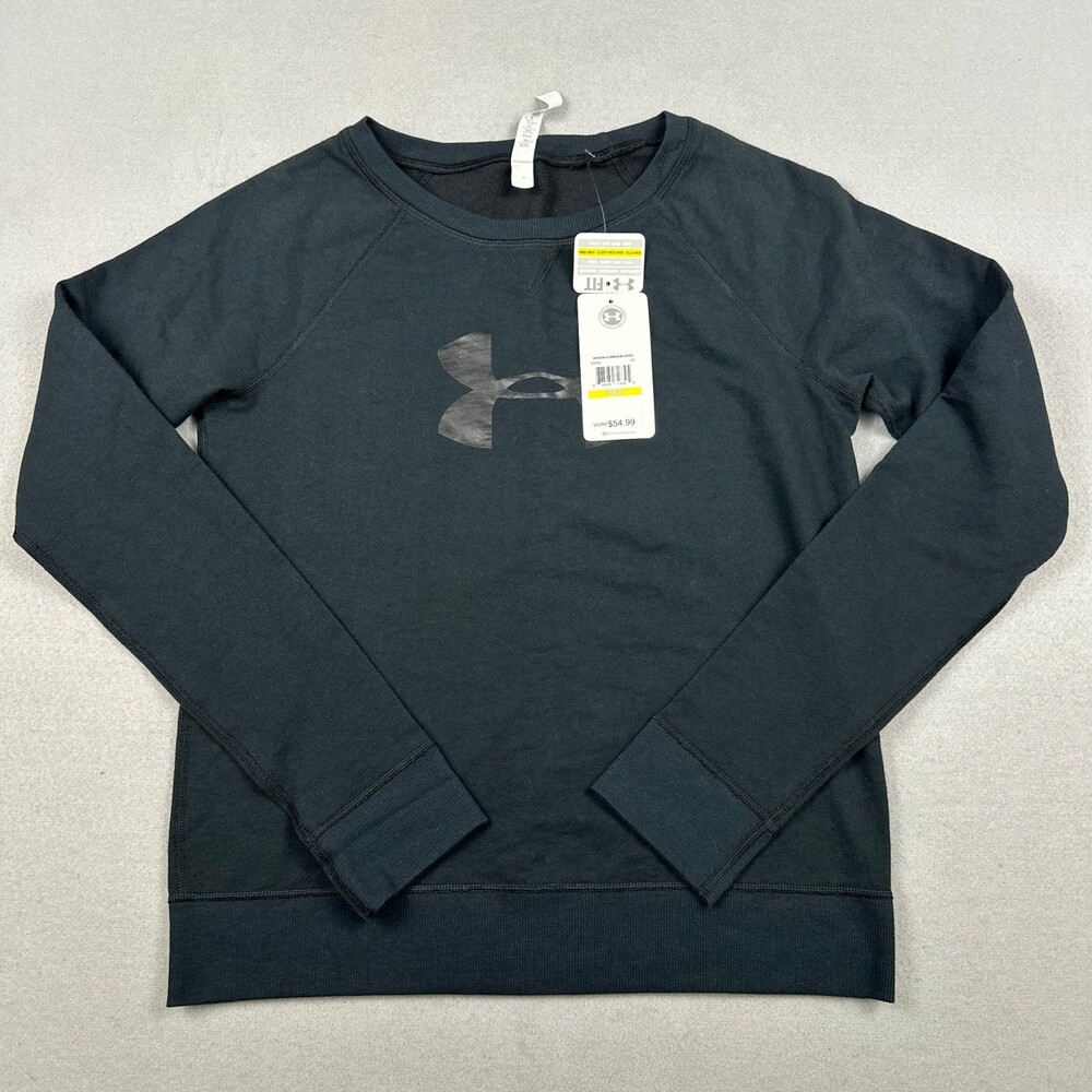 Under Armour Sweatshirt Women Medium Black Semi-Fitted AllseasonGear Pullover M